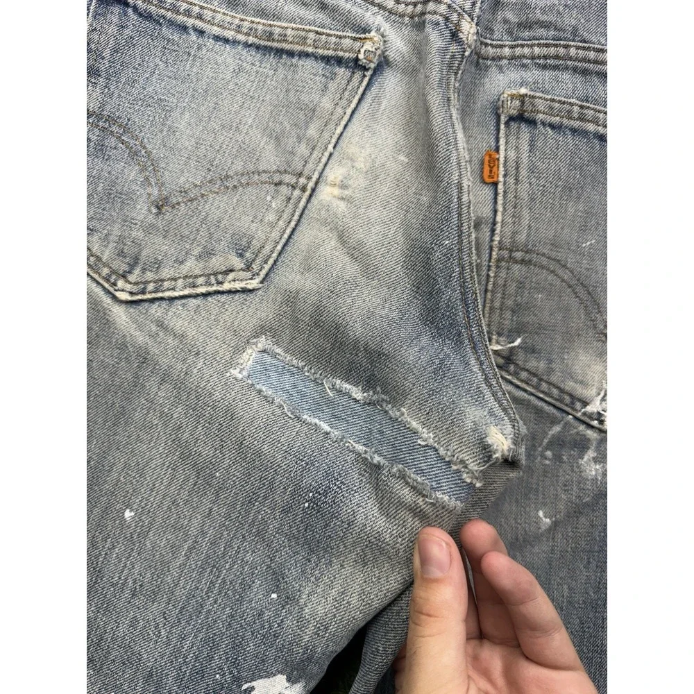 Vintage 70s Levis Orange Tab 684 Jeans Mens 30x30 Patchwork Bell Bottom Flared